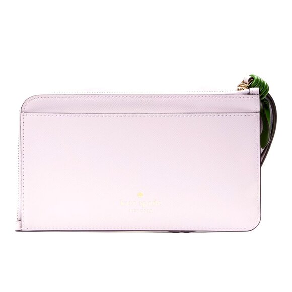 New Kate Spade Flora Flower Medium L-Zip Wristlet Pale Amethyst - Picture 3 of 3